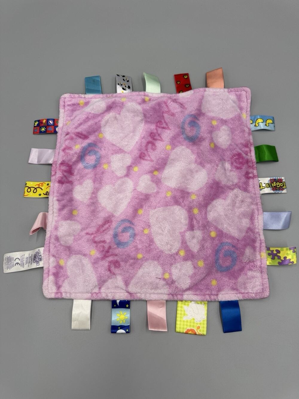 Taggies Love Hugs Kisses Pink Lovey Baby Security Soft Blanket